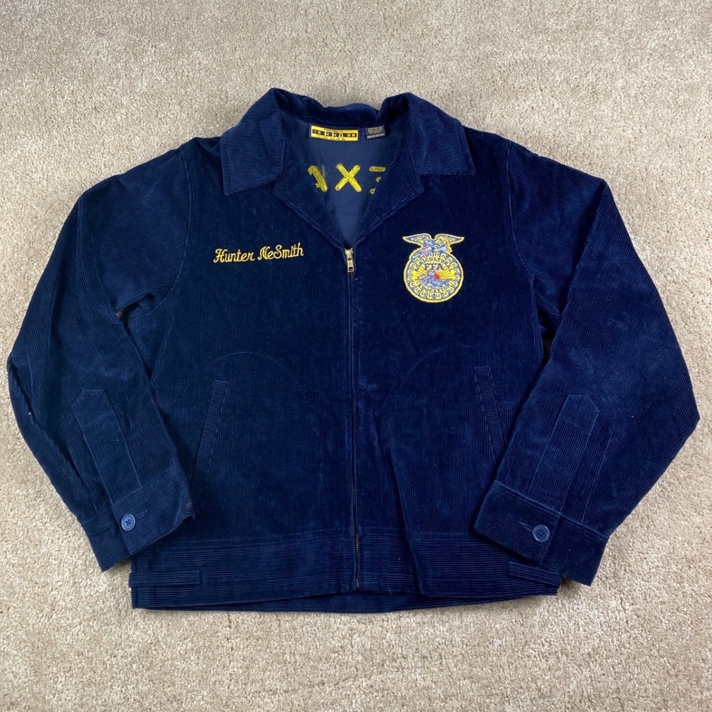 Vintage FFA Texas Rudder Corduroy Jacket Navy Blue Men's Size 36 Hunter McSmith